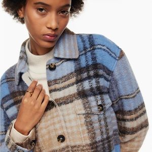 Atrizia Wilfred blue gray plaid wool jacket